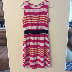 Rosebud  party dress in hot pink&orange stripes M